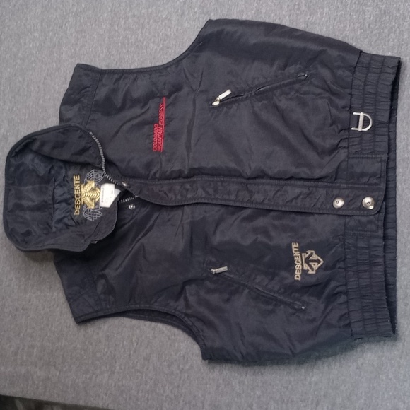 VINTAGE Descente Vest Adult Medium Black Insulated Puffer 80s Ski - Picture 1 of 10